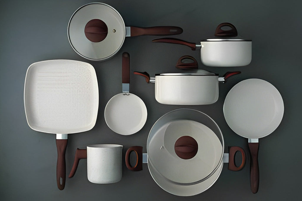 (QUEIMA DE ESTOQUE - COMPRE 5 E LEVE 22 ) - Conjunto de 22 Panelas Brimax Ceramic Premium Life Smart Vanilla