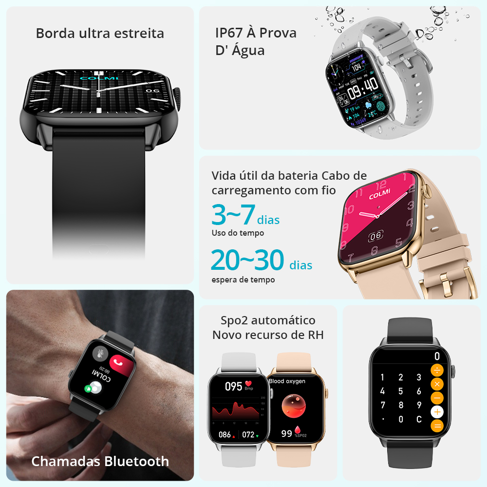 Smartwatch COLMI C60 - 100 Modos Esportivos