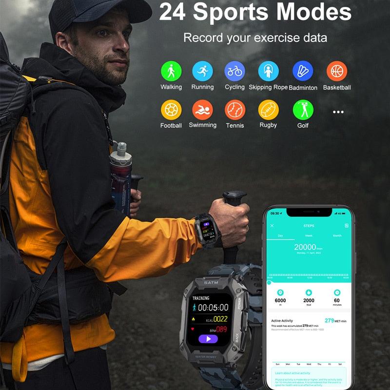 Smartwatch Militar | Prova d'Água | Fitness | Masculino