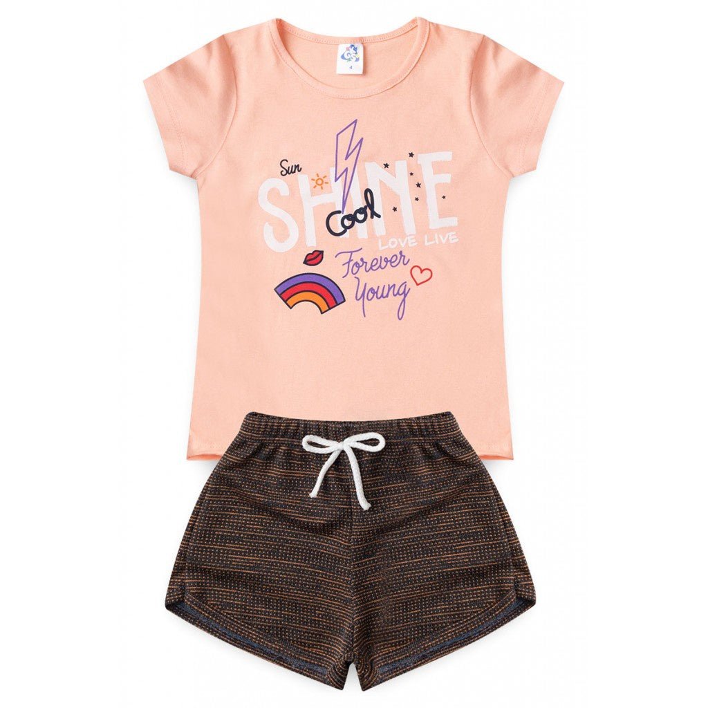 Conjunto Infantil de Verão para Menina Blusa e Shorts
