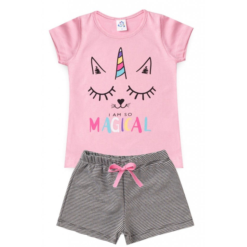 Conjunto Infantil de Verão para Menina Blusa e Shorts