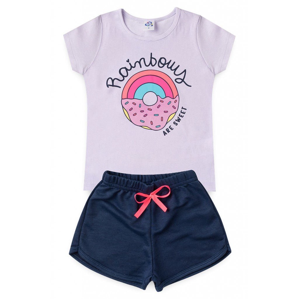 Conjunto Infantil de Verão para Menina Blusa e Shorts