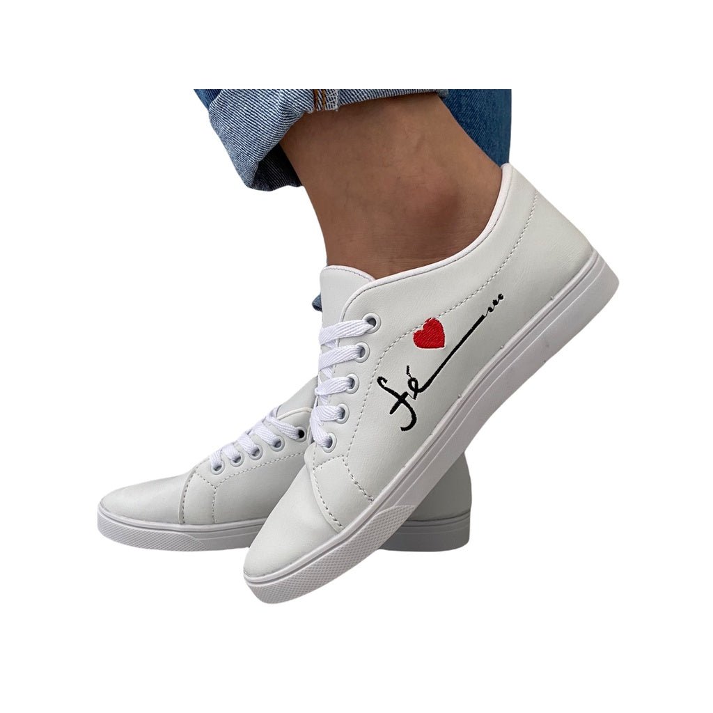 Tênis Feminino Casual Bordado Fé