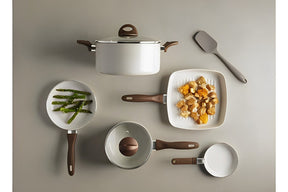 (QUEIMA DE ESTOQUE - COMPRE 5 E LEVE 22 ) - Conjunto de 22 Panelas Brimax Ceramic Premium Life Smart Vanilla