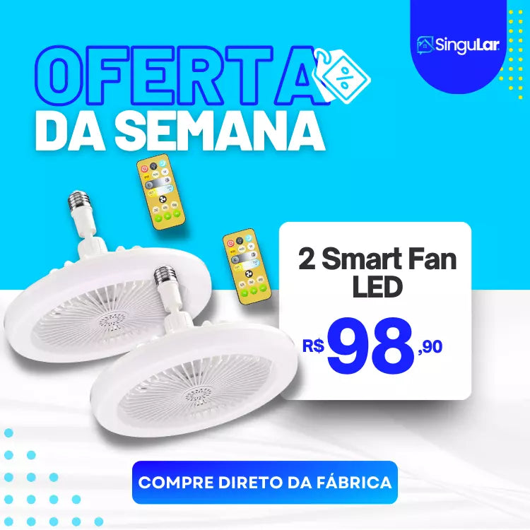 [PREÇO DE FÁBRICA] Luminária Smart Fan + Led 3 cores - COMPRE 1 E LEVE 2