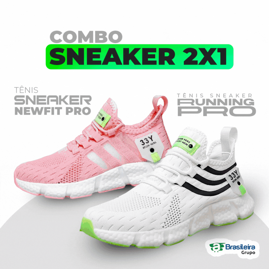 Combo 2x1 SNEAKERS PRO | TÊNIS NEWFIT PRO + TÊNIS RUNNING PRO | ENVIO IMEDIATO | FRETE GRÁTIS | 12x