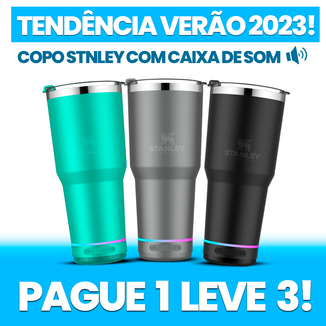 [PAGUE 1 LEVE 3] Copos Térmicos com Caixa de Som Embutida