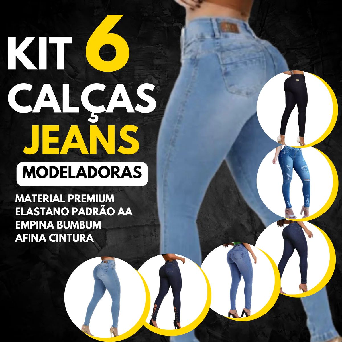 6 CALÇAS JEANS MODELADORAS + FRETE GRÁTIS [PROMOÇÃO VÁLIDA APENAS HOJE]