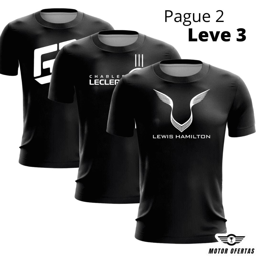 Compre 2 Leve 3 - Camisetas Pretas da F1 de Algodão