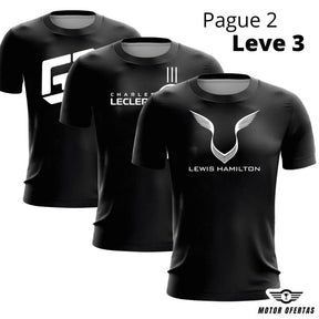 Compre 2 Leve 3 - Camisetas Pretas da F1 de Algodão