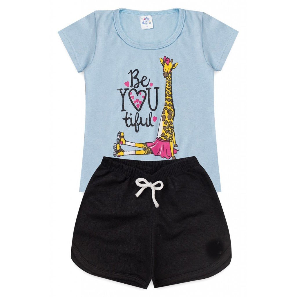 Conjunto Infantil de Verão para Menina Blusa e Shorts 4 ao 14