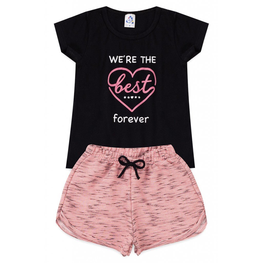 Conjunto Infantil de Verão para Menina Blusa e Shorts 4 ao 14
