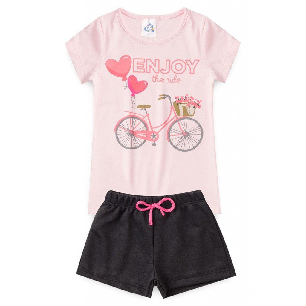 Conjunto Infantil de Verão para Menina Blusa e Shorts 4 ao 14
