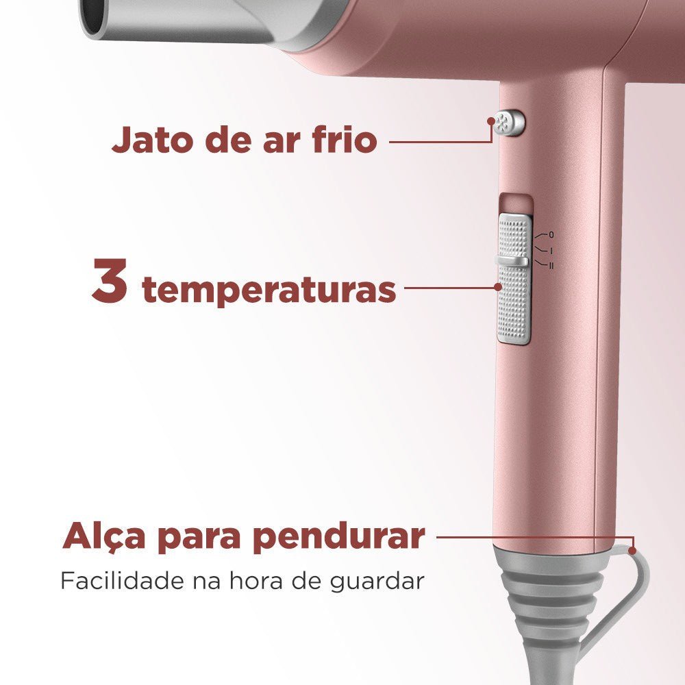 Secador de cabelo 1900W Golden Rose Compact Turbo SC-38-GR Mondial
